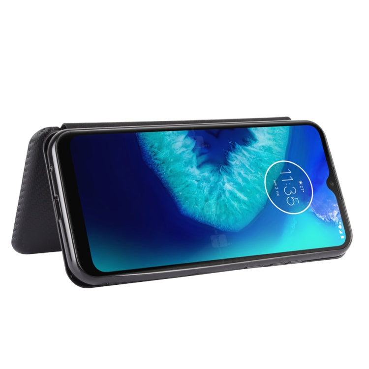 For Motorola Moto G8 Power Lite Carbon Fiber Texture Horizontal Flip TPU + PC + PU Leather Case with Rope & Card Slot