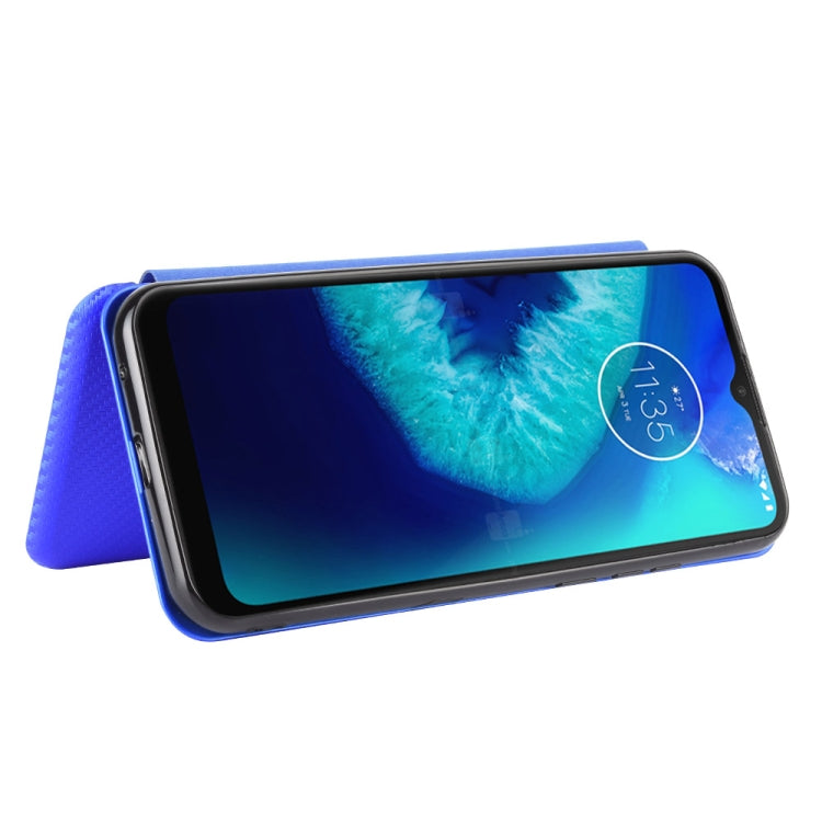 For Motorola Moto G8 Power Lite Carbon Fiber Texture Horizontal Flip TPU + PC + PU Leather Case with Rope & Card Slot