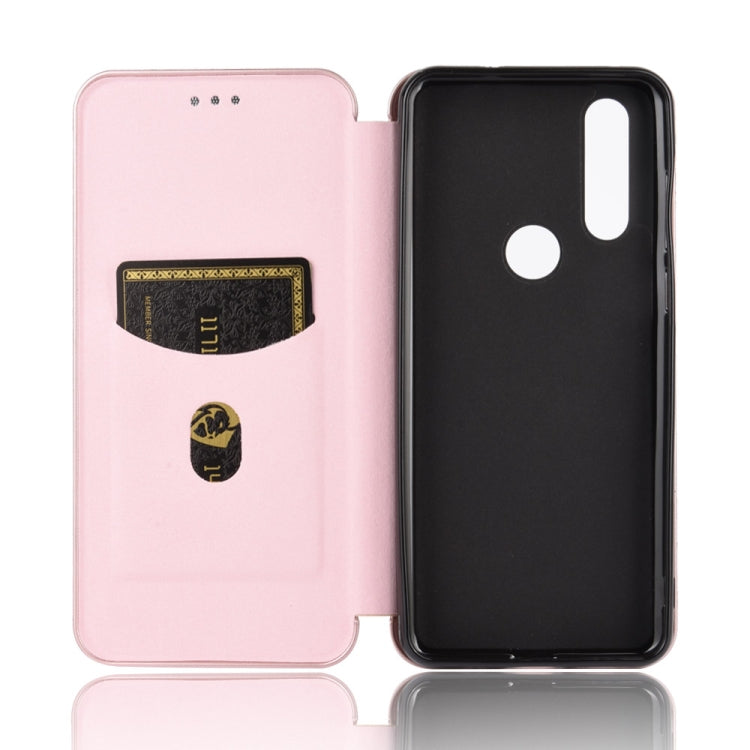 For Motorola Moto P40 Power / One Action Carbon Fiber Texture Horizontal Flip TPU + PC + PU Leather Case with Rope & Card Slot