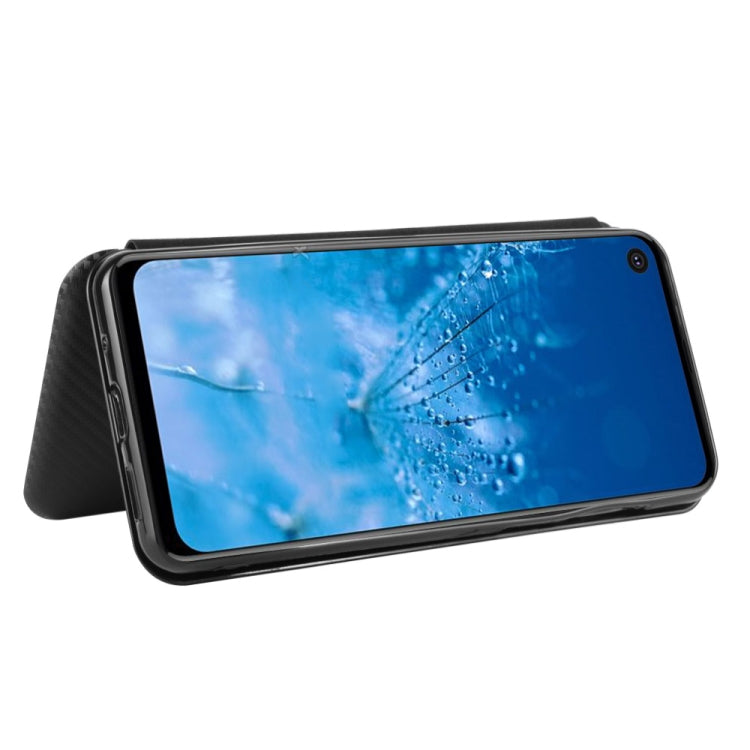 For Motorola Moto P40 Power / One Action Carbon Fiber Texture Horizontal Flip TPU + PC + PU Leather Case with Rope & Card Slot