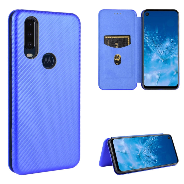 For Motorola Moto P40 Power / One Action Carbon Fiber Texture Horizontal Flip TPU + PC + PU Leather Case with Rope & Card Slot