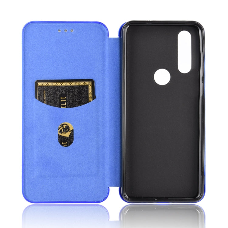 For Motorola Moto P40 Power / One Action Carbon Fiber Texture Horizontal Flip TPU + PC + PU Leather Case with Rope & Card Slot