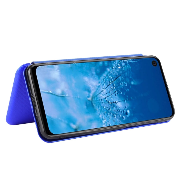 For Motorola Moto P40 Power / One Action Carbon Fiber Texture Horizontal Flip TPU + PC + PU Leather Case with Rope & Card Slot