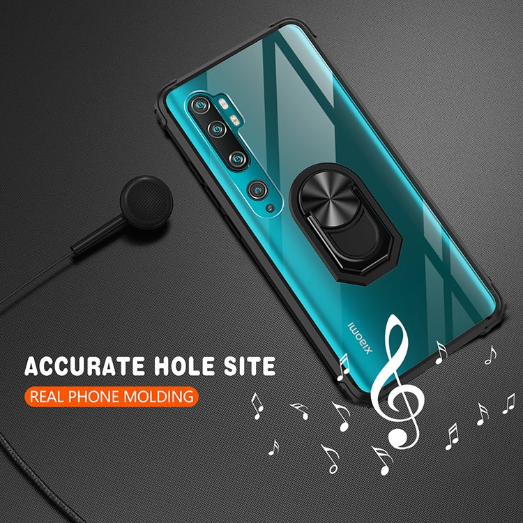 For Xiaomi Mi CC9 Pro Shockproof Transparent TPU + Acrylic Protective Case with Ring Holder