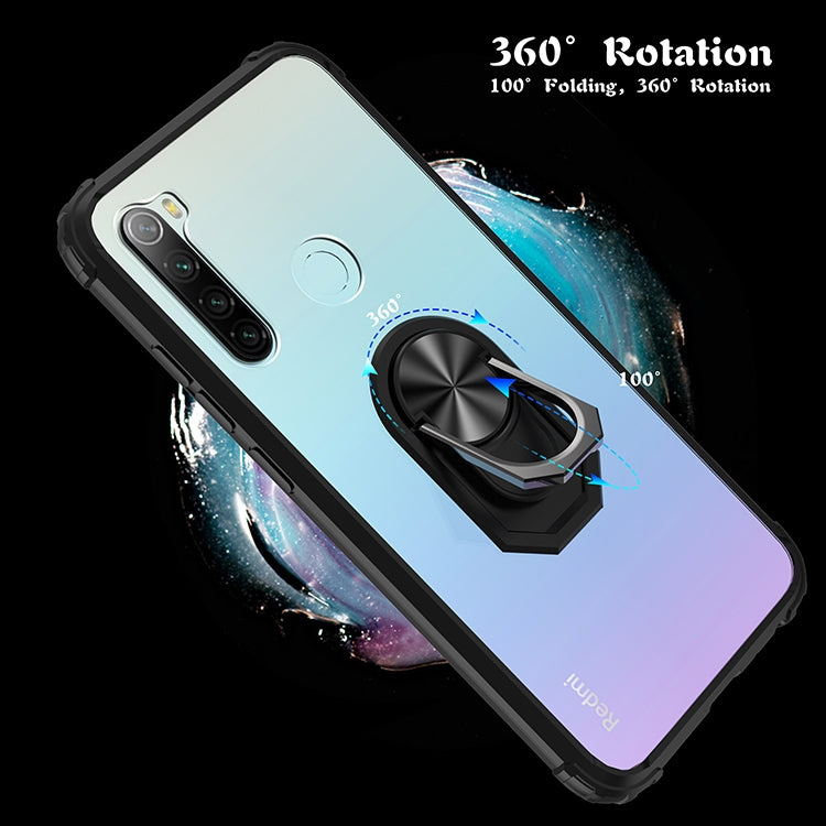 For Xiaomi Redmi Note 8 Shockproof Transparent TPU + Acrylic Protective Case with Ring Holder