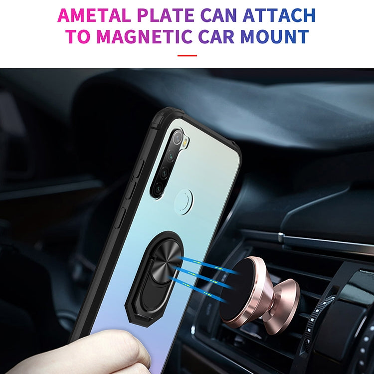 For Xiaomi Redmi Note 8 Shockproof Transparent TPU + Acrylic Protective Case with Ring Holder