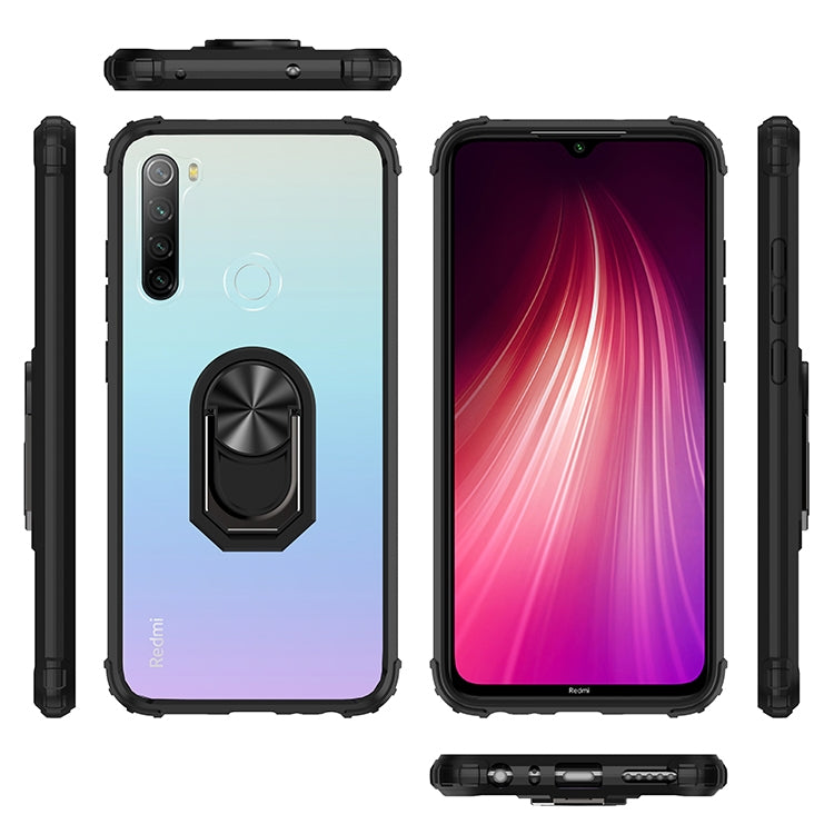 For Xiaomi Redmi Note 8 Shockproof Transparent TPU + Acrylic Protective Case with Ring Holder