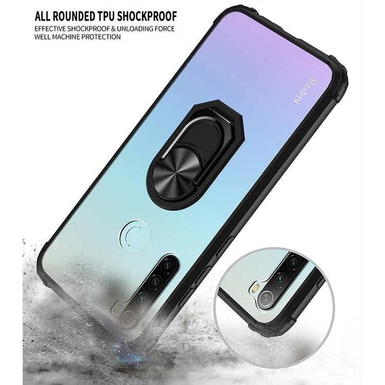 For Xiaomi Redmi Note 8 Shockproof Transparent TPU + Acrylic Protective Case with Ring Holder