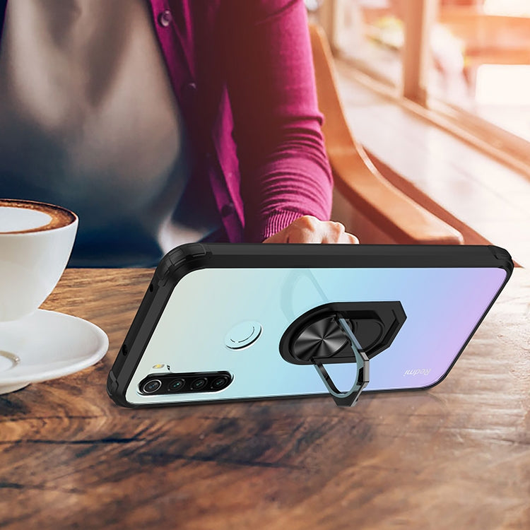 For Xiaomi Redmi Note 8 Shockproof Transparent TPU + Acrylic Protective Case with Ring Holder