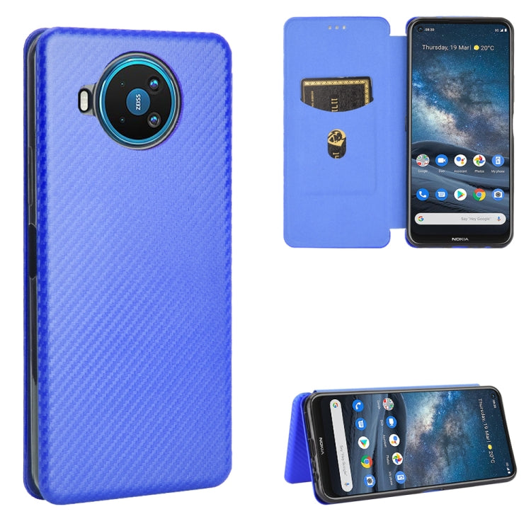 For Nokia 8.3 5G Carbon Fiber Texture Horizontal Flip TPU + PC + PU Leather Case with Card Slot