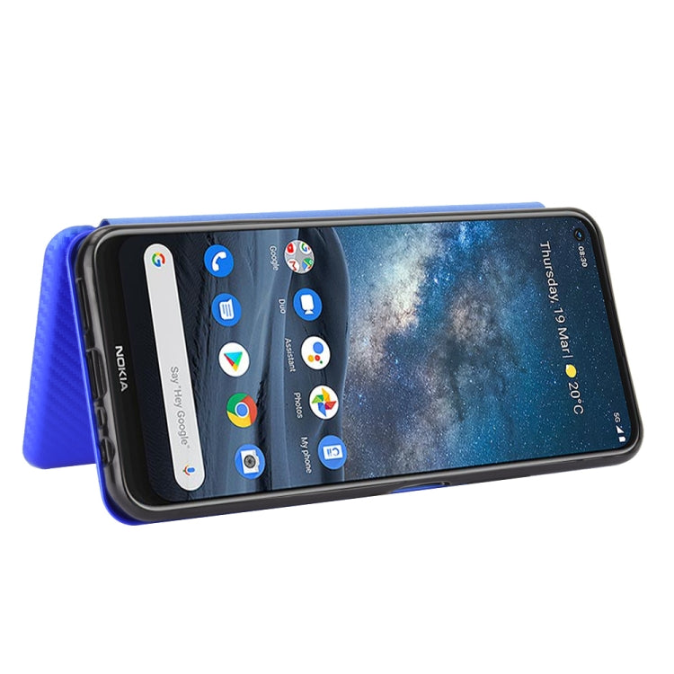 For Nokia 8.3 5G Carbon Fiber Texture Horizontal Flip TPU + PC + PU Leather Case with Card Slot