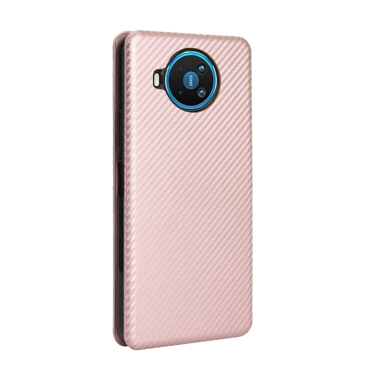 For Nokia 8.3 5G Carbon Fiber Texture Horizontal Flip TPU + PC + PU Leather Case with Card Slot