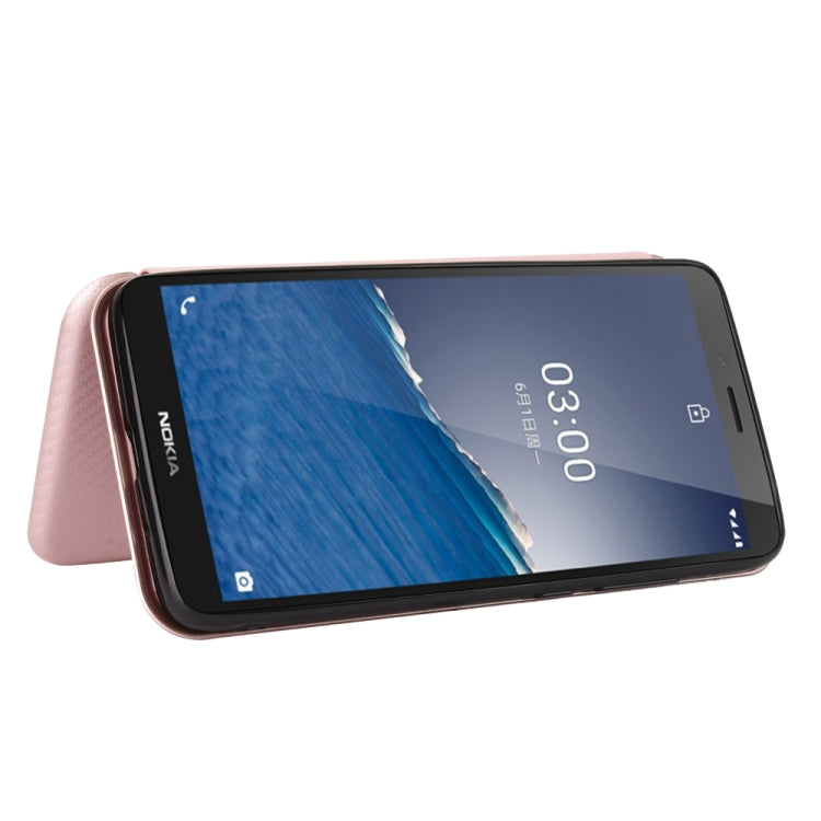 For Nokia C3 Carbon Fiber Texture Horizontal Flip TPU + PC + PU Leather Case with Card Slot