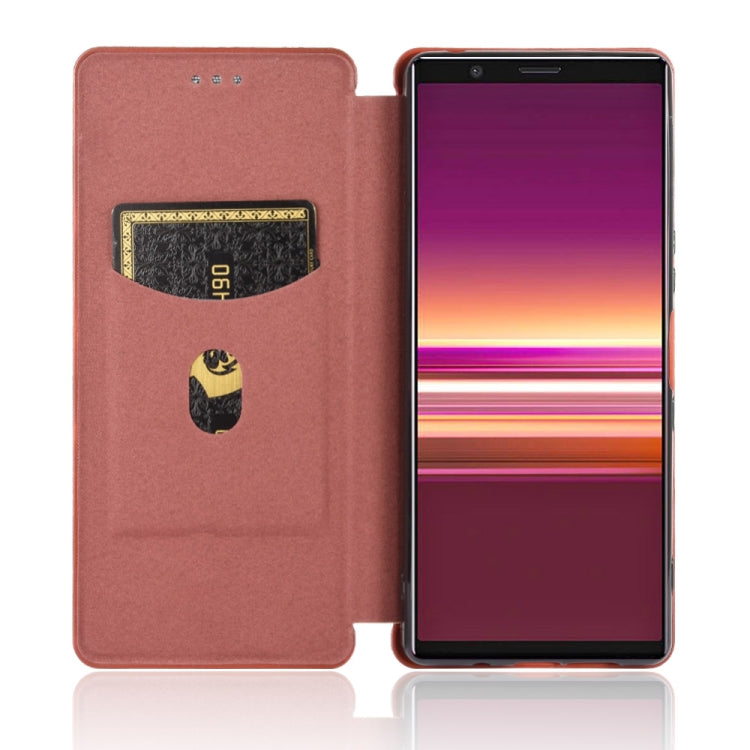 For Sony Xperia 5 ll Carbon Fiber Texture Horizontal Flip TPU + PC + PU Leather Case with Card Slot