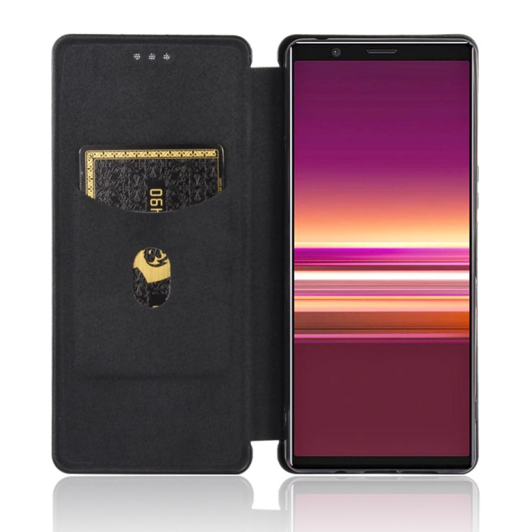 For Sony Xperia 5 ll Carbon Fiber Texture Horizontal Flip TPU + PC + PU Leather Case with Card Slot