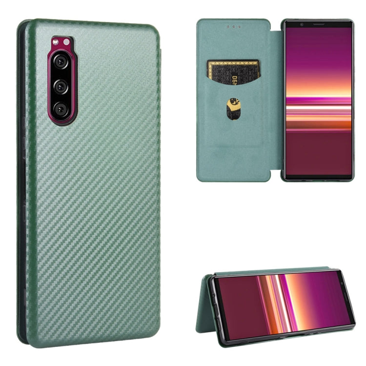 For Sony Xperia 5 ll Carbon Fiber Texture Horizontal Flip TPU + PC + PU Leather Case with Card Slot
