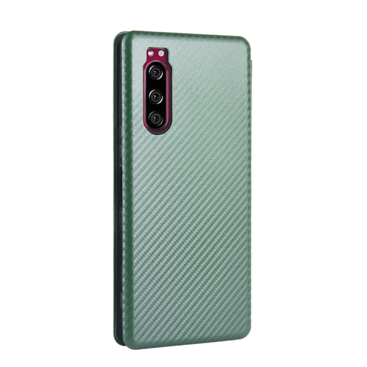 For Sony Xperia 5 ll Carbon Fiber Texture Horizontal Flip TPU + PC + PU Leather Case with Card Slot