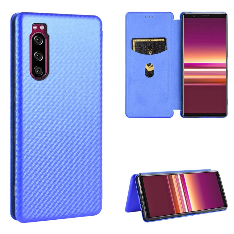 For Sony Xperia 5 ll Carbon Fiber Texture Horizontal Flip TPU + PC + PU Leather Case with Card Slot