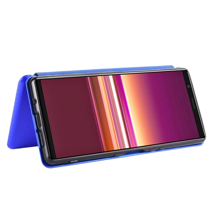 For Sony Xperia 5 ll Carbon Fiber Texture Horizontal Flip TPU + PC + PU Leather Case with Card Slot