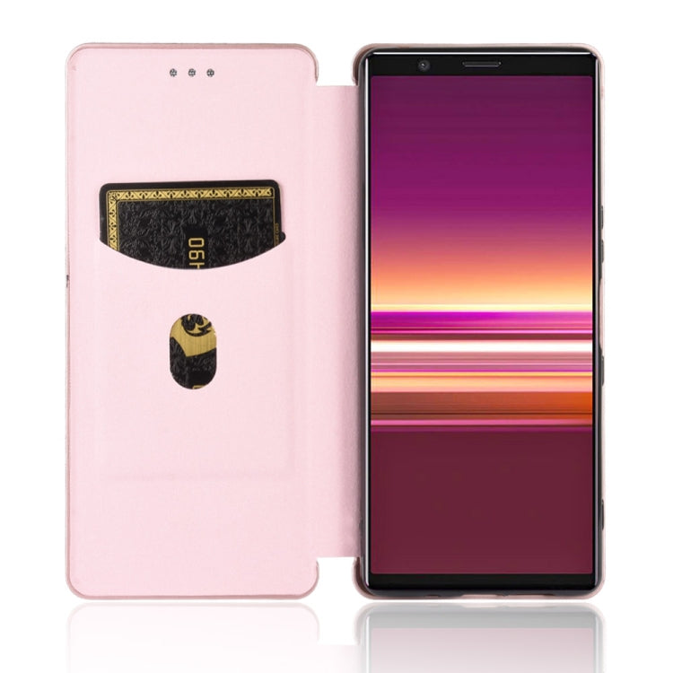 For Sony Xperia 5 ll Carbon Fiber Texture Horizontal Flip TPU + PC + PU Leather Case with Card Slot