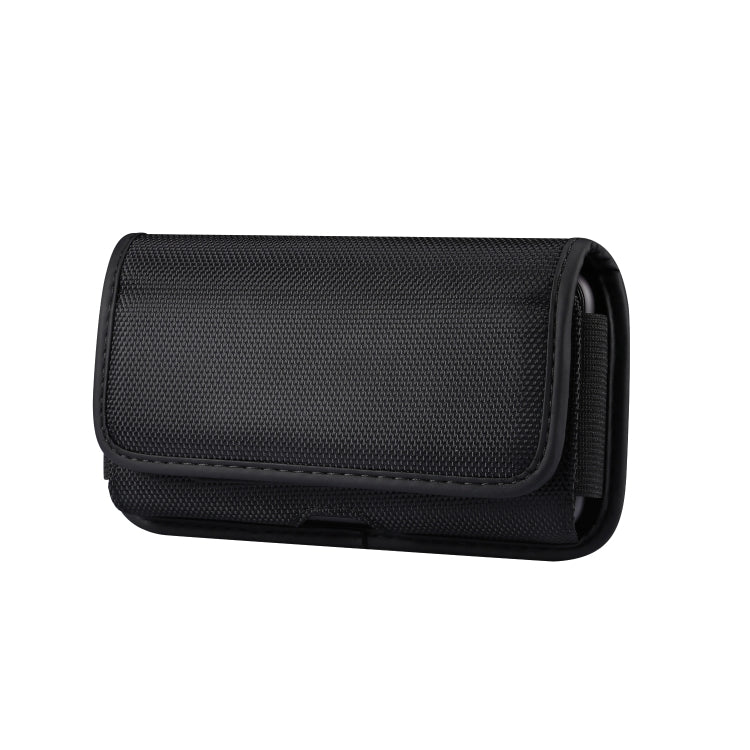 Durable Oxford Cloth Horizontal Plate Hanging Waist Phone Waist Pack Leather Case with Card Slot, Suitable for 5.5-6.7 inch Smartphones(Black)