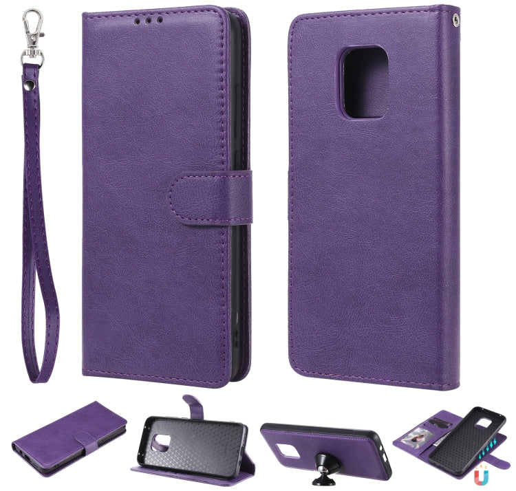 For Xiaomi Redmi 10X 5G / 10X Pro 5G 2 in 1 Solid Color Detachable PU Leather Case with Card Slots & Magnetic Holder & Photo Frame & Wallet & Strap