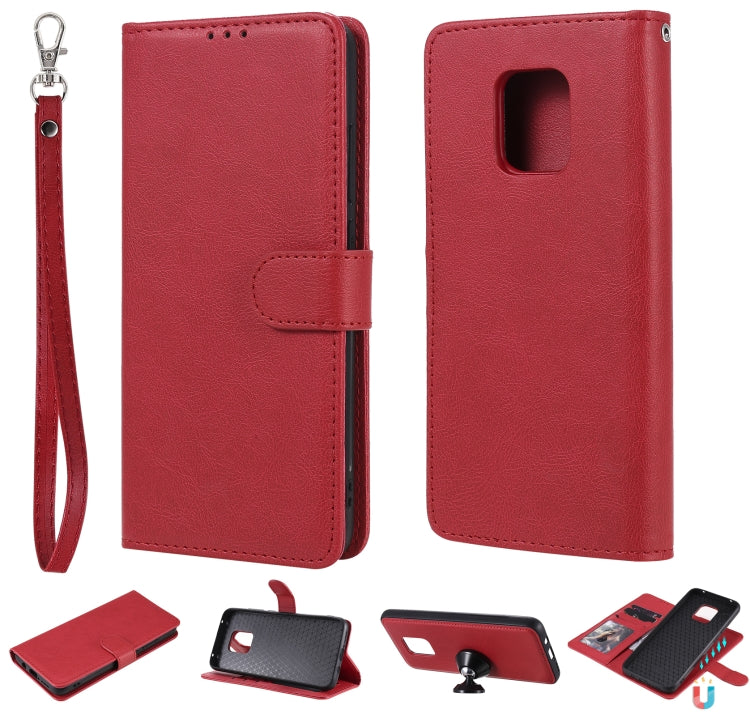 For Xiaomi Redmi 10X 5G / 10X Pro 5G 2 in 1 Solid Color Detachable PU Leather Case with Card Slots & Magnetic Holder & Photo Frame & Wallet & Strap