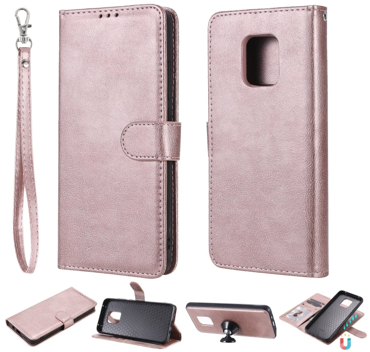 For Xiaomi Redmi 10X 5G / 10X Pro 5G 2 in 1 Solid Color Detachable PU Leather Case with Card Slots & Magnetic Holder & Photo Frame & Wallet & Strap