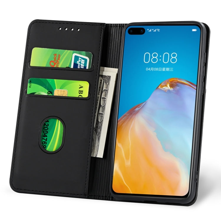 For Huawei P40 Strong Magnetism Liquid Feel Horizontal Flip Leather Case with Holder & Card Slots & Wallet