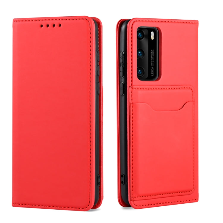 For Huawei P40 Strong Magnetism Liquid Feel Horizontal Flip Leather Case with Holder & Card Slots & Wallet