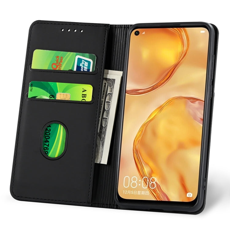 For Huawei P40 Lite Strong Magnetism Liquid Feel Horizontal Flip Leather Case with Holder & Card Slots & Wallet