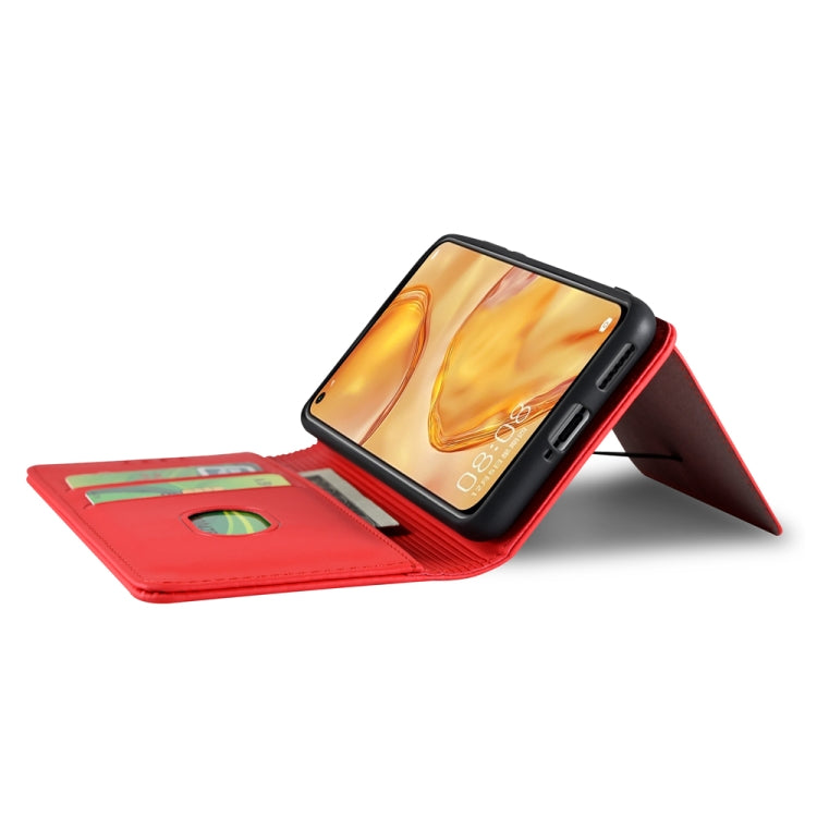 For Huawei P40 Lite Strong Magnetism Liquid Feel Horizontal Flip Leather Case with Holder & Card Slots & Wallet