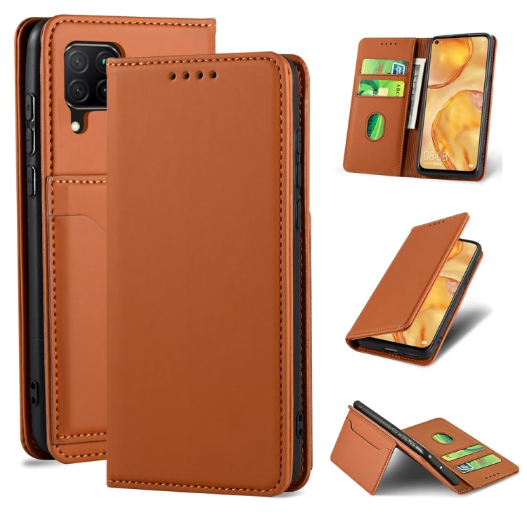 For Huawei P40 Lite Strong Magnetism Liquid Feel Horizontal Flip Leather Case with Holder & Card Slots & Wallet