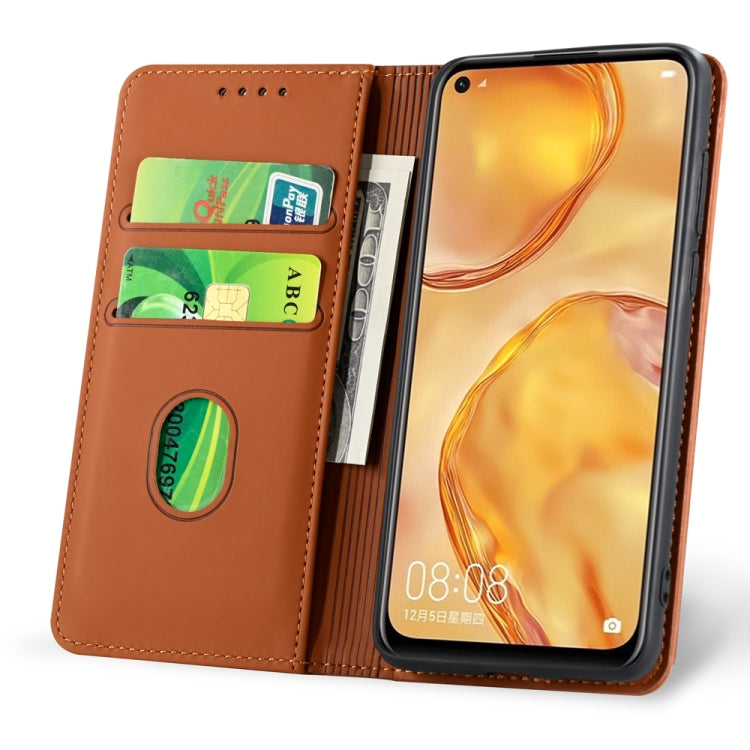 For Huawei P40 Lite Strong Magnetism Liquid Feel Horizontal Flip Leather Case with Holder & Card Slots & Wallet
