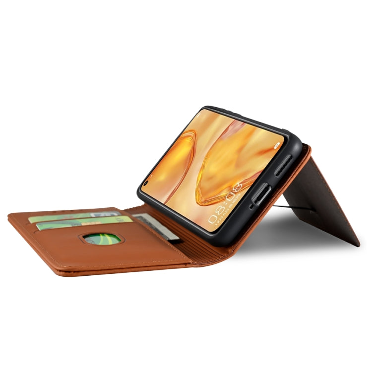 For Huawei P40 Lite Strong Magnetism Liquid Feel Horizontal Flip Leather Case with Holder & Card Slots & Wallet