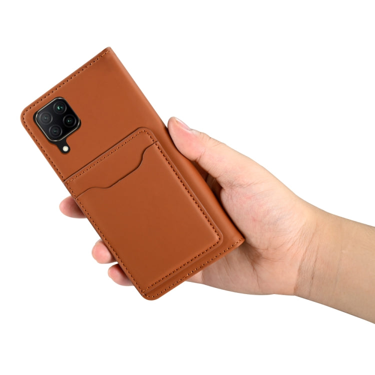For Huawei P40 Lite Strong Magnetism Liquid Feel Horizontal Flip Leather Case with Holder & Card Slots & Wallet