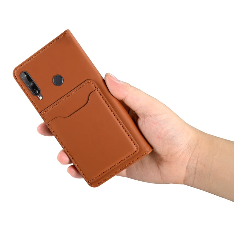 For Huawei Y7p Strong Magnetism Liquid Feel Horizontal Flip Leather Case with Holder & Card Slots & Wallet