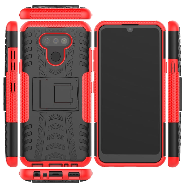 For LG Harmony 4 Tire Texture Shockproof TPU + PC Protective Case with Holder