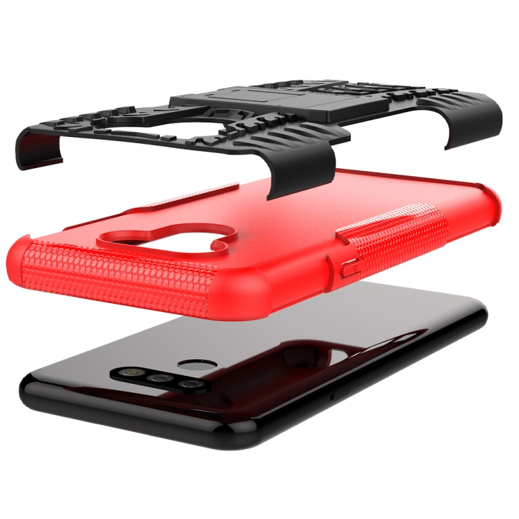 For LG Harmony 4 Tire Texture Shockproof TPU + PC Protective Case with Holder