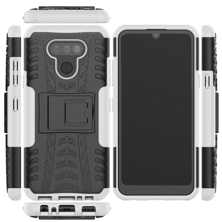 For LG Harmony 4 Tire Texture Shockproof TPU + PC Protective Case with Holder