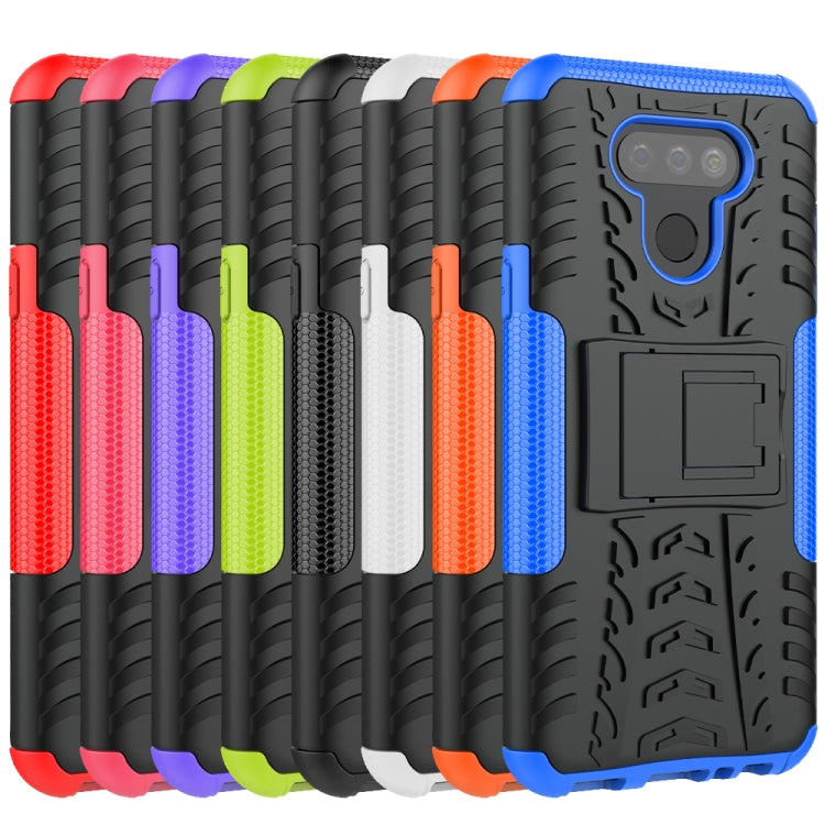 For LG Harmony 4 Tire Texture Shockproof TPU + PC Protective Case with Holder