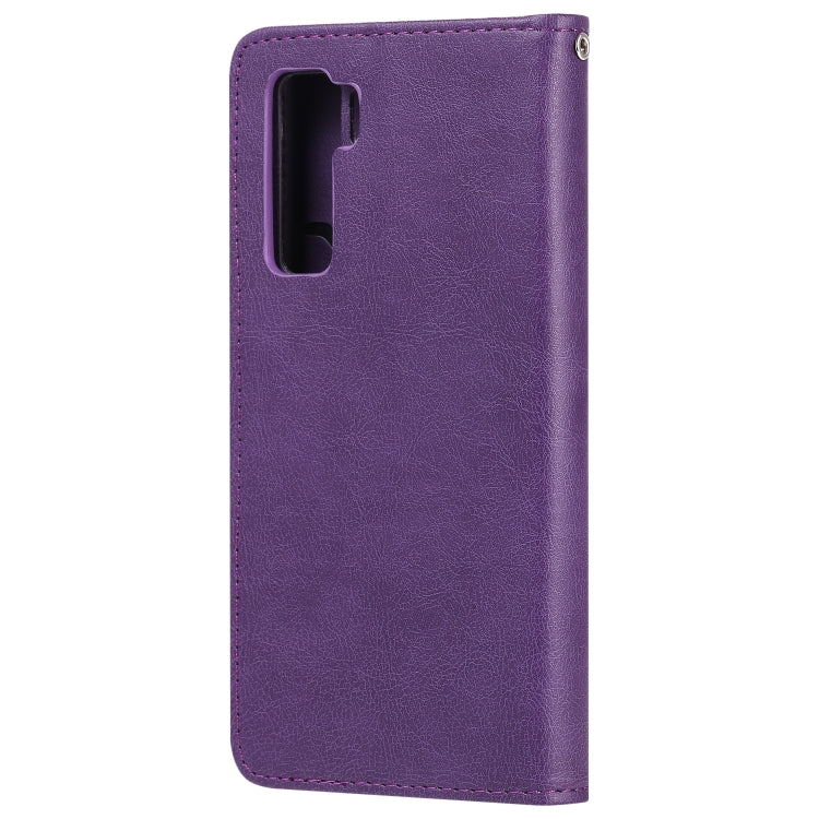 For Huawei Nova 7 SE 2 in 1 Solid Color Detachable PU Leather Case with Card Slots & Magnetic Holder & Photo Frame & Wallet & Strap