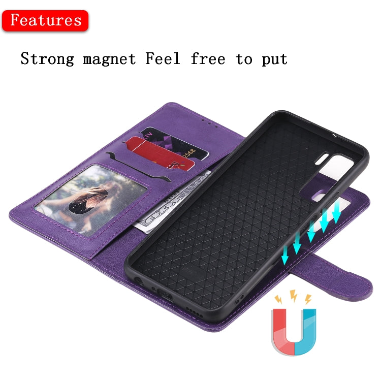 For Huawei Nova 7 SE 2 in 1 Solid Color Detachable PU Leather Case with Card Slots & Magnetic Holder & Photo Frame & Wallet & Strap