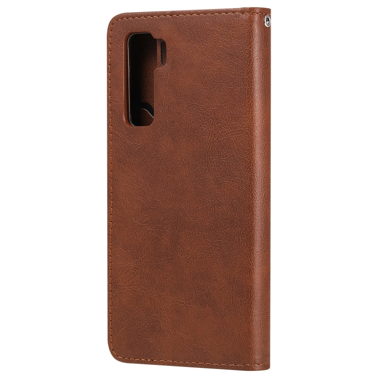 For Huawei Nova 7 SE 2 in 1 Solid Color Detachable PU Leather Case with Card Slots & Magnetic Holder & Photo Frame & Wallet & Strap