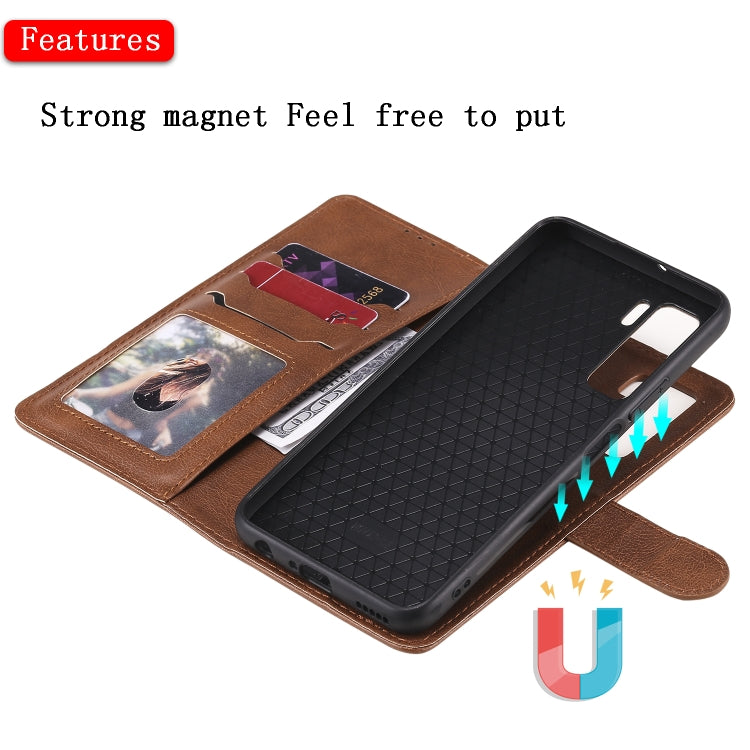 For Huawei Nova 7 SE 2 in 1 Solid Color Detachable PU Leather Case with Card Slots & Magnetic Holder & Photo Frame & Wallet & Strap