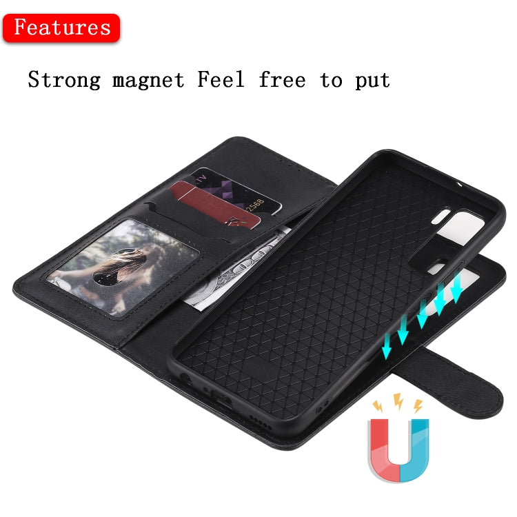 For Huawei Nova 7 SE 2 in 1 Solid Color Detachable PU Leather Case with Card Slots & Magnetic Holder & Photo Frame & Wallet & Strap