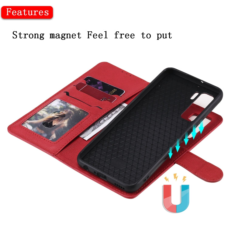For Huawei Nova 7 SE 2 in 1 Solid Color Detachable PU Leather Case with Card Slots & Magnetic Holder & Photo Frame & Wallet & Strap