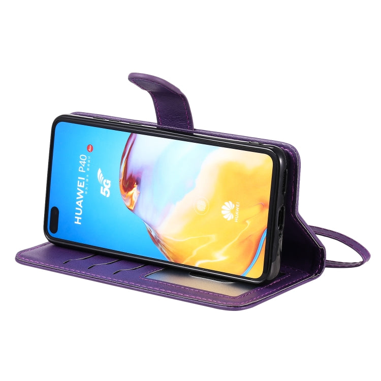 For Huawei P40 2 in 1 Solid Color Detachable PU Leather Case with Card Slots & Magnetic Holder & Photo Frame & Wallet & Strap