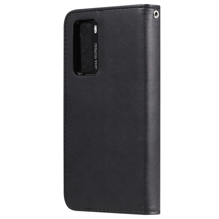 For Huawei P40 2 in 1 Solid Color Detachable PU Leather Case with Card Slots & Magnetic Holder & Photo Frame & Wallet & Strap