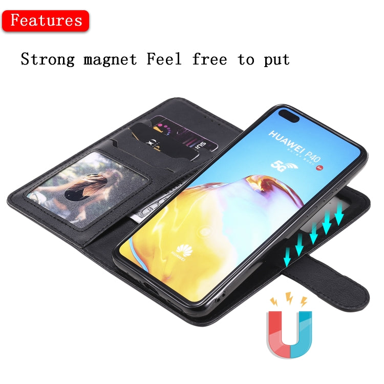 For Huawei P40 2 in 1 Solid Color Detachable PU Leather Case with Card Slots & Magnetic Holder & Photo Frame & Wallet & Strap